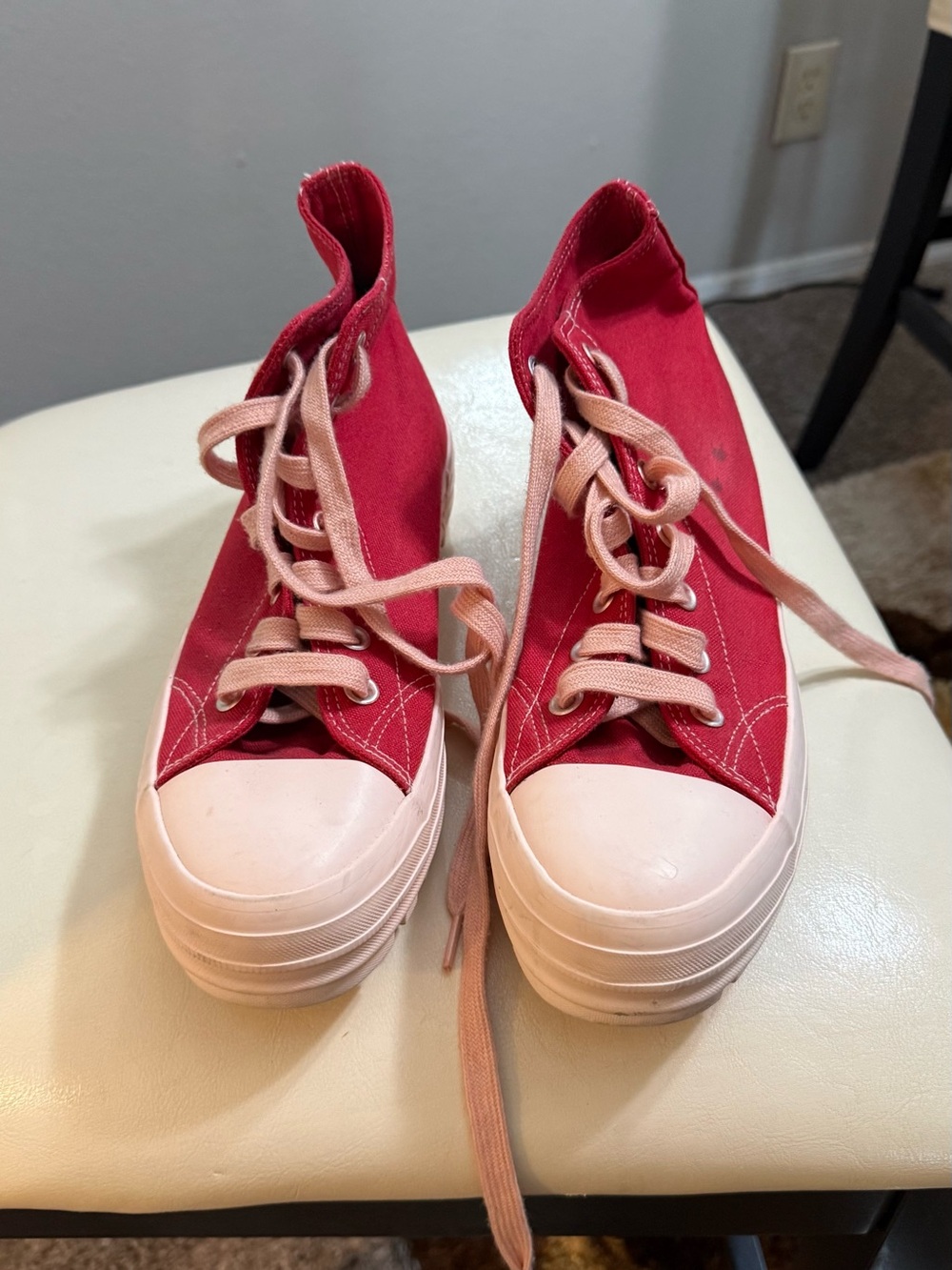 Converse Pink and Light Pink High-Top Sneakers
